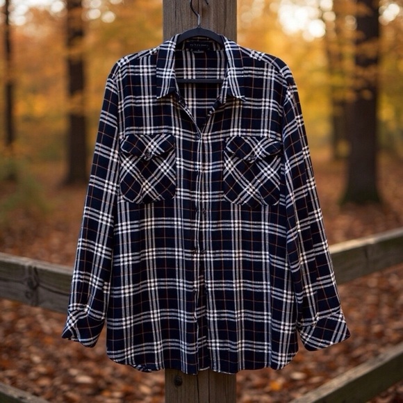 Sanctuary Tops - Sanctuary Anthropology Plaid Shirt Grunge Plaid Black white